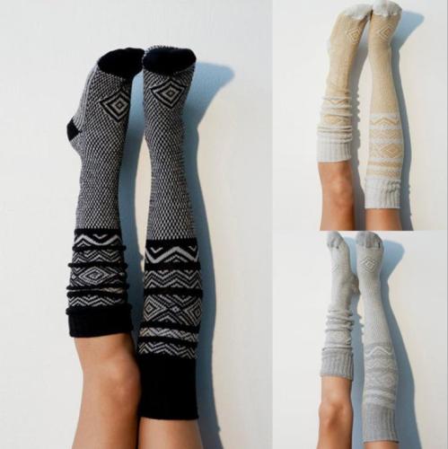 Ladies Turn Up Wool Blend Long Knee High Sockings Winter Warm