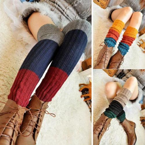 Women Winter Over Knee Long Knit Crochet Leg Warmers