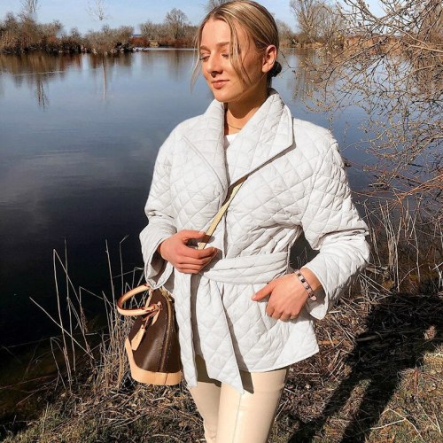 Causual Short Cotton Padded Warm Womens New Belted Autumn Winter Loose Coats