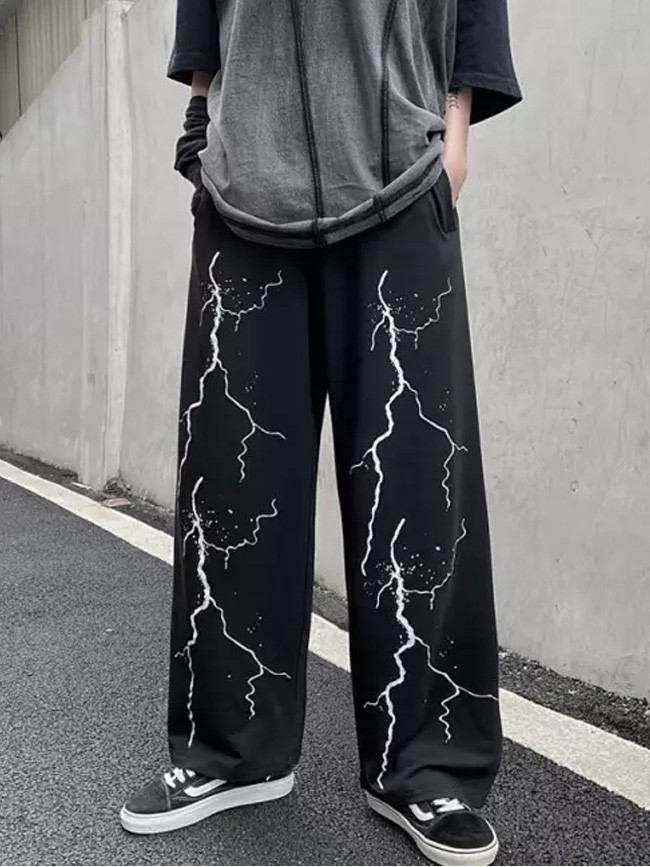 Women's Dark Lightning Print Casual Pants