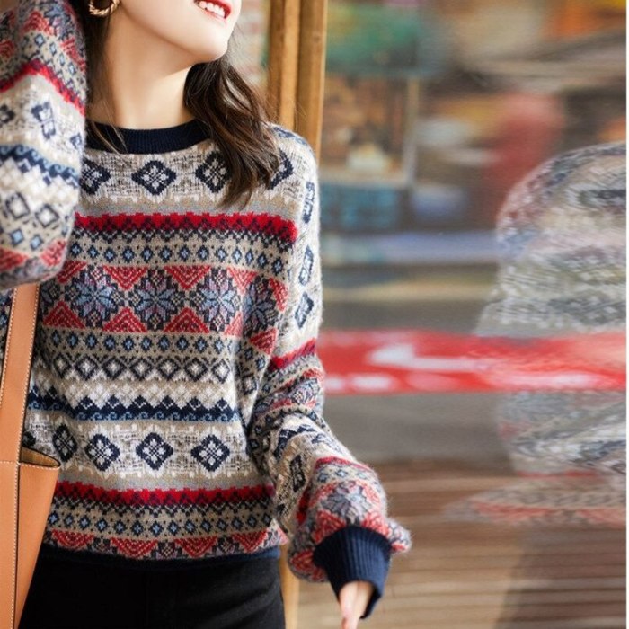 Christmas Sweater Women's Autumn And Winter New Pullover Round Neck Sweater Women