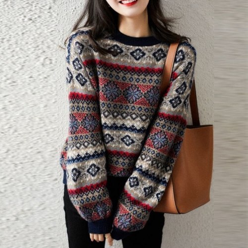 Christmas Sweater Women's Autumn And Winter New Pullover Round Neck Sweater Women