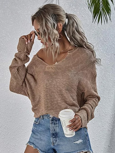 Women Sweaters Vintage Knitted Pullover Knitwear Holiday Slim Long Sleeve