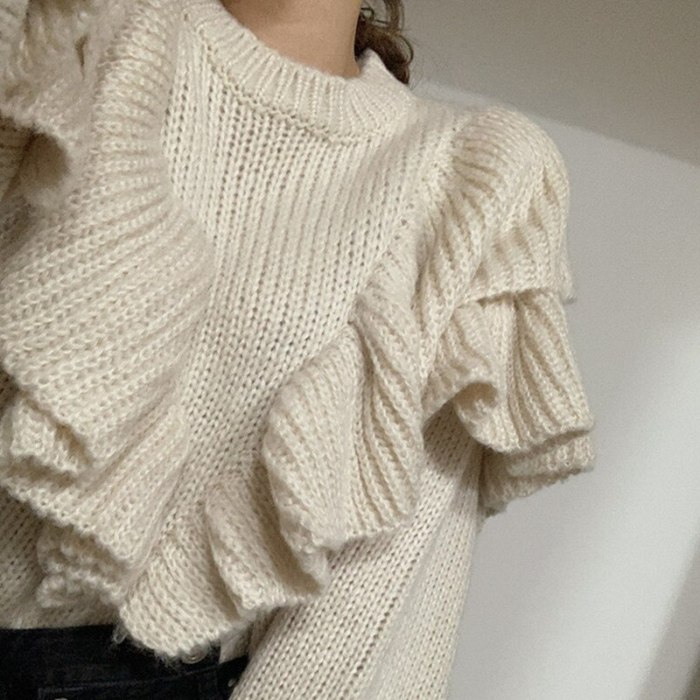 New Spring Loose Sweater Women Solid Knitted Pullovers Winter Warm Sweaters