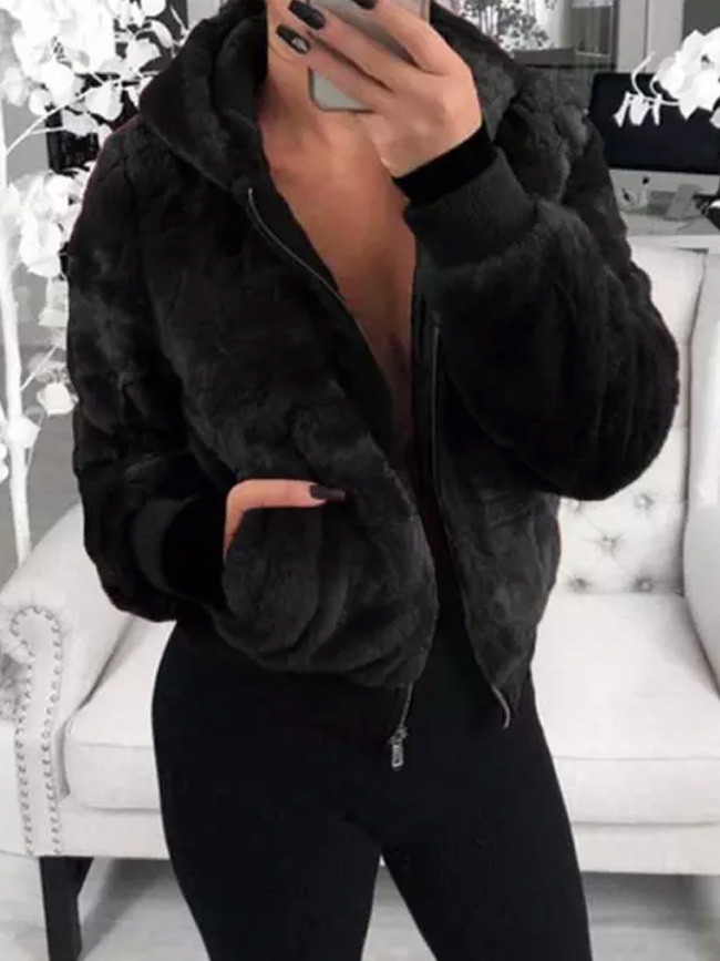 Winter Hooded Faux Fur Coat Female Warm Coats Ladies