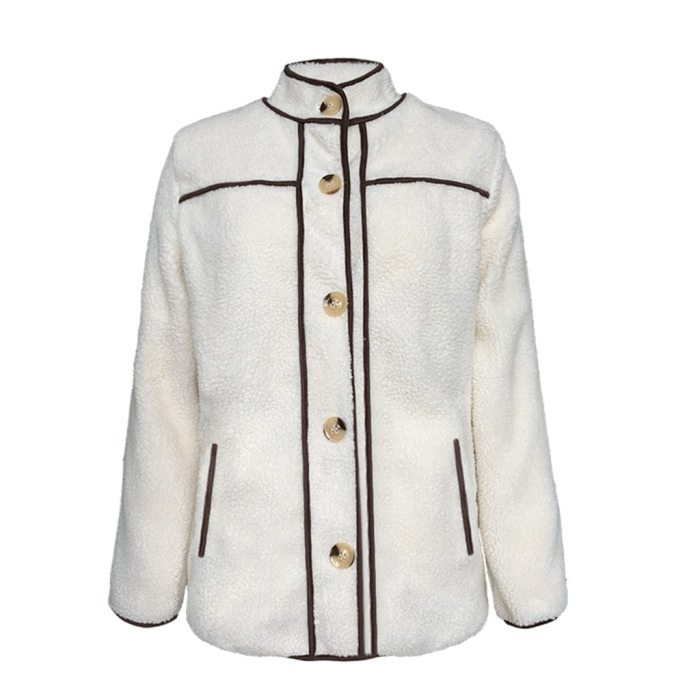Vintage Stylish Pockets Oversized Plaid Jacket Coat Women
