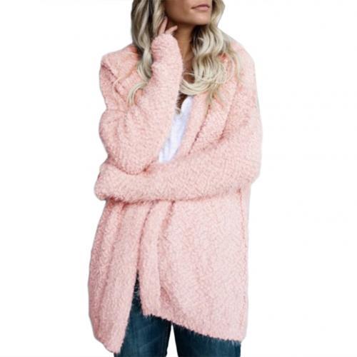 Autumn Winter Coat Women Loose Solid Color Hooded Cardigan Long Sleeve