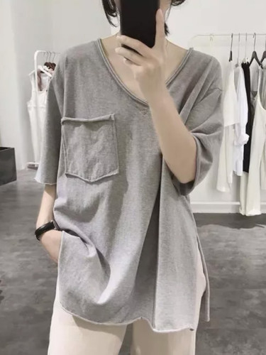 Fashion Women V-neck Short Sleeve Casual T-Shirt