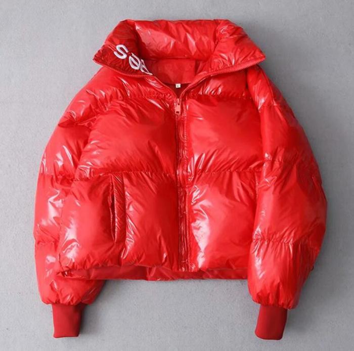 Winter Glossy Down Parka women's Waterproof Coat Embroidery jacket