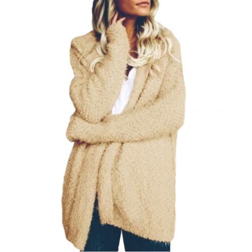 Autumn Winter Coat Women Loose Solid Color Hooded Cardigan Long Sleeve