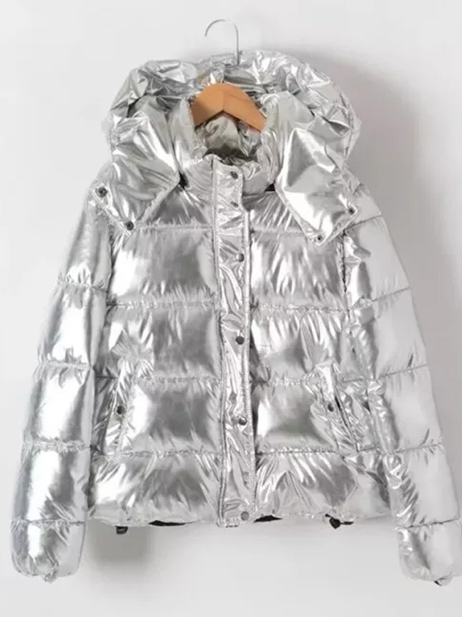Thicken Hooded Winter Jacket silver Parka Warm  Coat