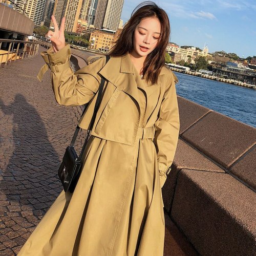 Casual Trench Coat Outwear Adjustable Waist Chic Epaulet Trench