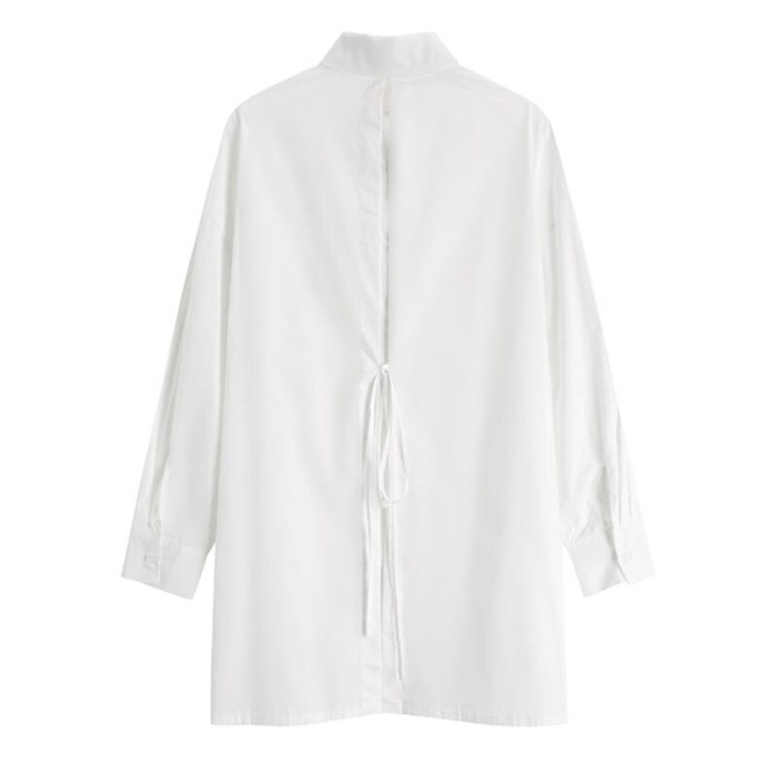 Long Sleeve Loose Shirts Back Hollow Out Sexy Long Blouses