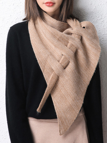 Crocheted thick cashmere triangle scarf perforated hollow shawl