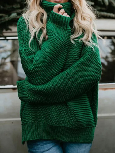 Women Turtleneck Casual Twist Warm  Knitwear