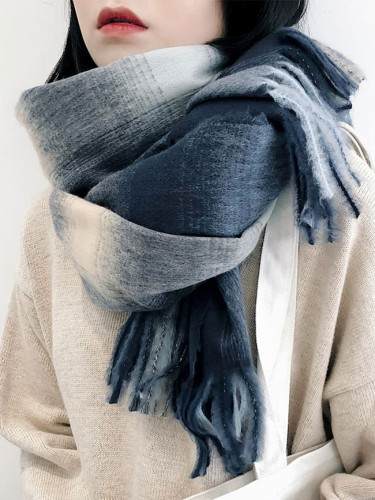 Black and white plaid scarf women winter tie-dye plaid scarf classic