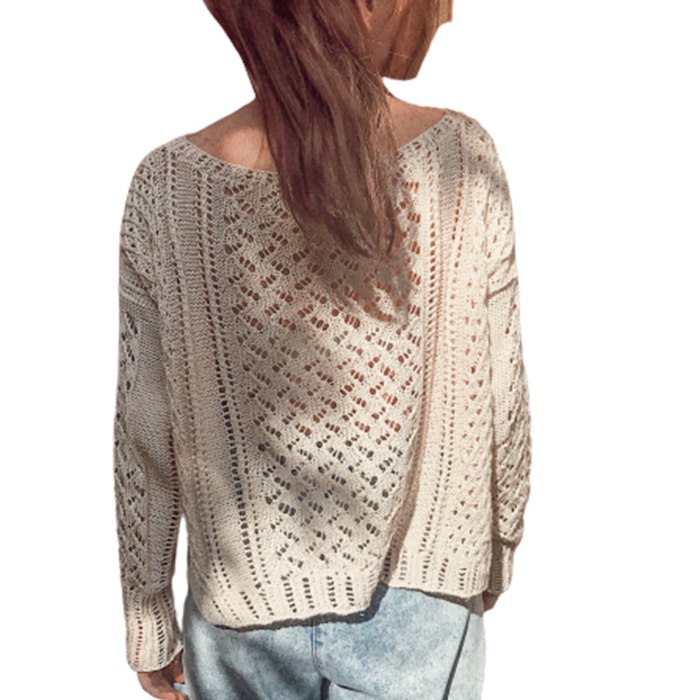 Casual Long-sleeves Knitwear Solid Round Neck Knitwear