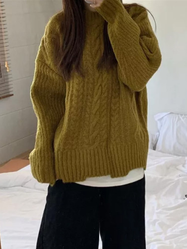 Lazy Retro Pullovers Brief Soft Loose Casual Knitted Sweaters