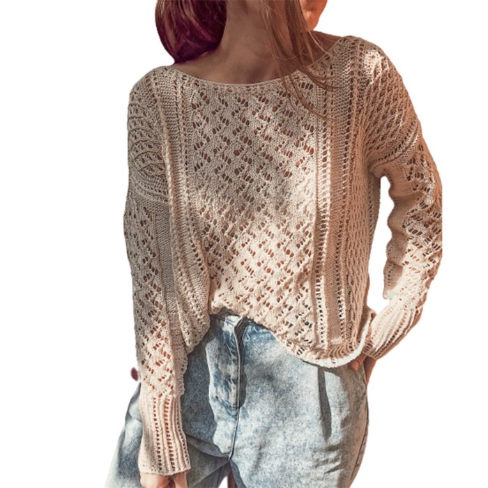 Casual Long-sleeves Knitwear Solid Round Neck Knitwear