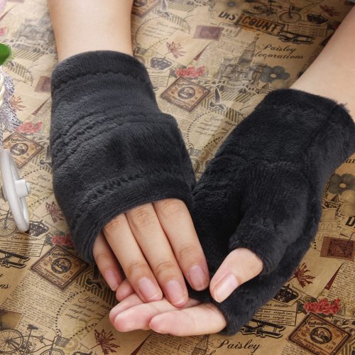 Winter gloves women Soft Polar Fleece Warm Half Finger Gloves