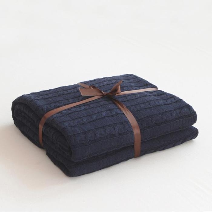 Solid Color Blankets Beds Cover Soft Bedspread Bedding Knitted Blanket