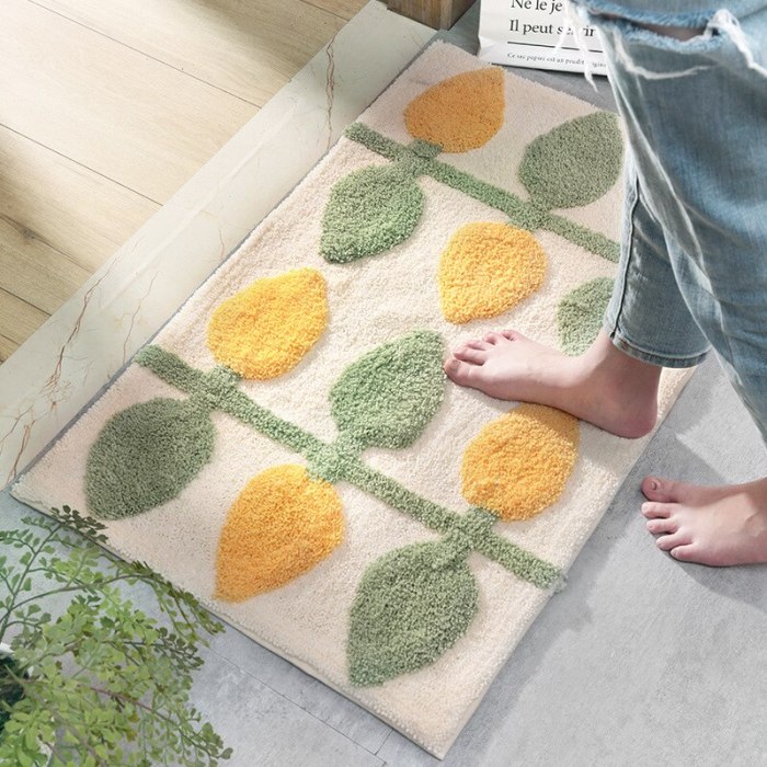 Lemon Leaf Soft Fluffy Flocking rug Nordic Style Colorful Rug