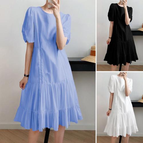 Casual O Neck Solid Color Short Sleeve Dresses