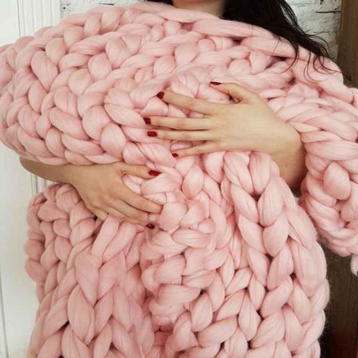Acrylic Cilected Warm Soft Thick Line Warm Blankets Hand Weaving