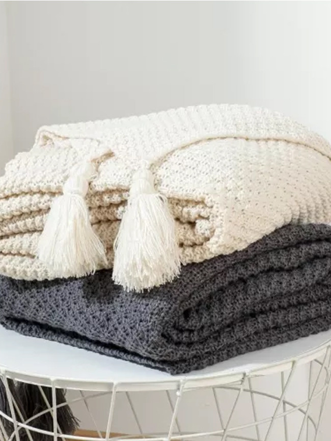 Knit Blanket with Tassel Blanket Home Textile Fashion Knitted Blanket