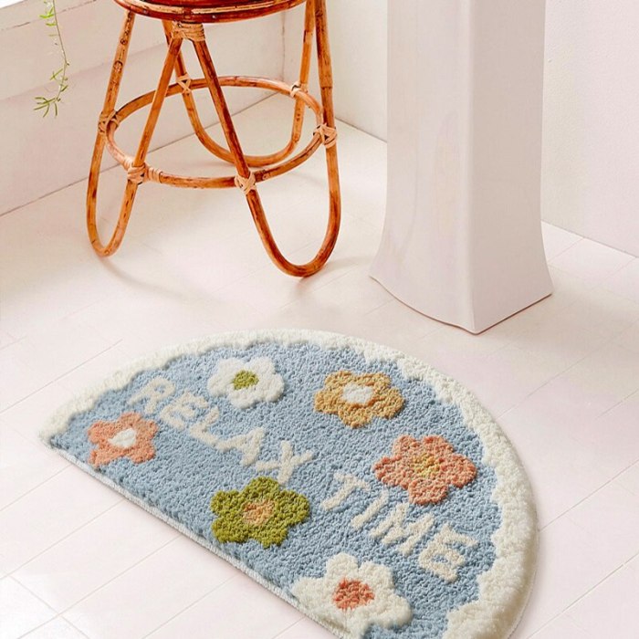 Simple Bathroom Floret Carpet Flower Rugs House Entrance Carpets thickened