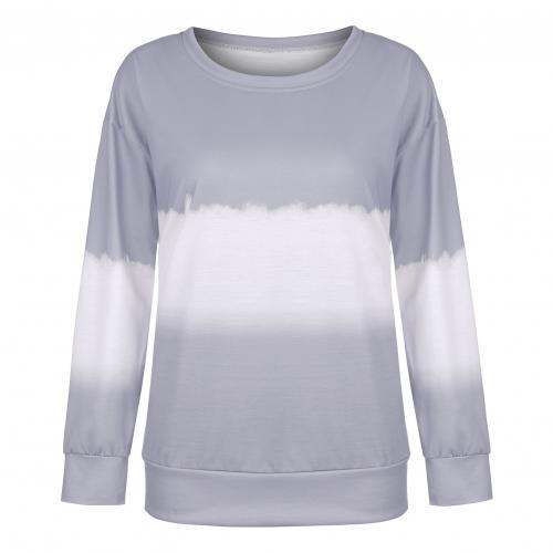 Women Casual Tie Dye Printing Long Sleeve O Neck Sweatshirt Top