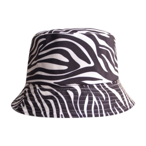 Zebra stripes Print Bucket Hat Black White Cotton Cap