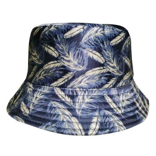 Feather Print Fisherman Bucket Hat Summer Outdoor Leisure Travel Sun Hat
