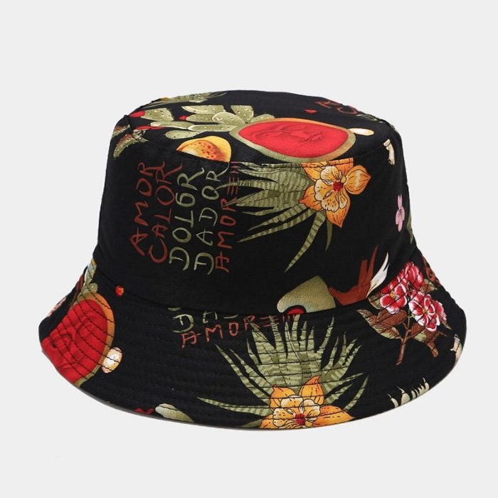 Floral Leaf Print Bucket Hats Fishing Caps