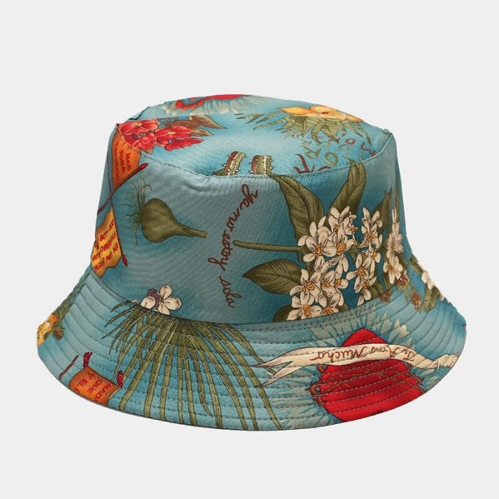Floral Leaf Print Bucket Hats Fishing Caps