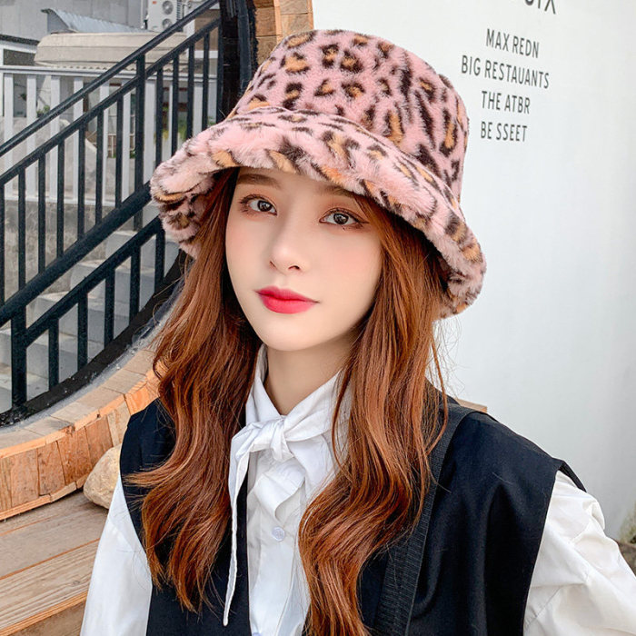 Fashion Winter Fur Bucket Hats Zebra Leopard Warm Hat