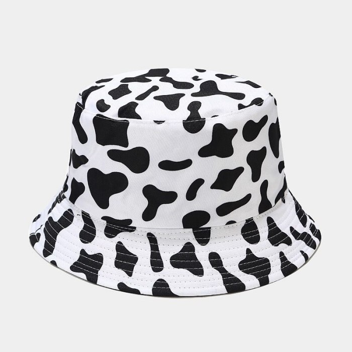 Fashion Black White Cow Pattern Bucket Hats