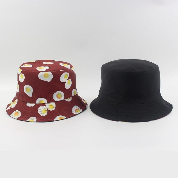 Fashion Cotton Egg Printing Bucket Hat Fisherman Hat