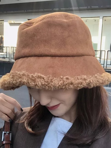 Women Hat Winter Artificial Fur Warm Plush Female Cap