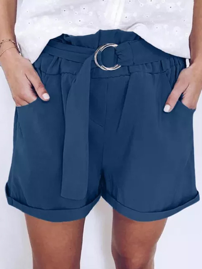 Women's Summer Casual Cotton Linen Mid Waist Fashion Short Pants