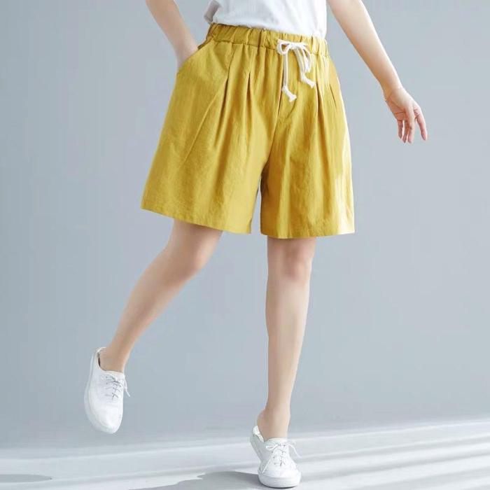 Summer New Fashion Women Elastic Waist Loose Casual Shorts