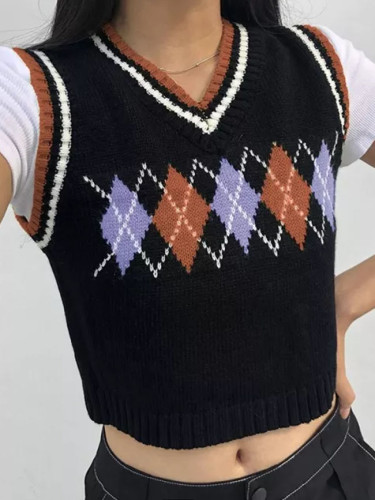 Sweater Knit Vest Autumn Sleeveless Sweater Vest V Neck Tank Top