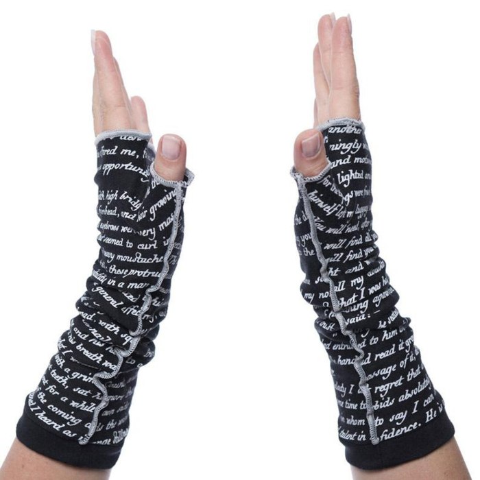 Fashion Women Letter Print Fingerless Mitts Female Long Gloves