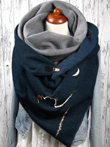 Fashion Winter Scarf Women Printing Comfortable Button Casual Warm Scarves