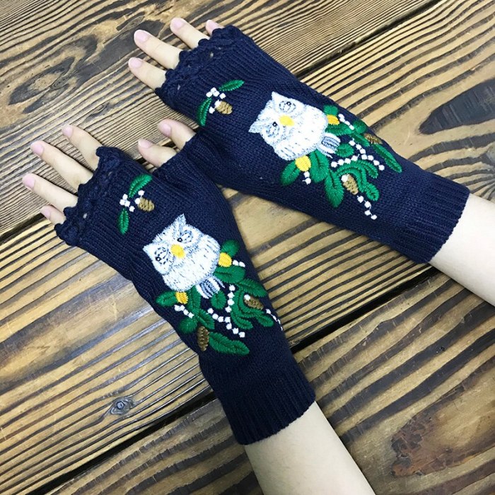 Women's Knitted Mid Long Half Finger Warm Wool Winter Gloves