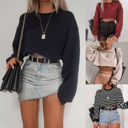 Womens Long Sleeve Sweatshirts Tops Spring Autumn Casual Loose Pullover