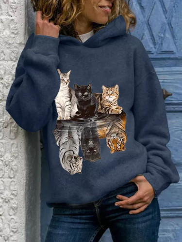 Women Hoody Animal Printing Sweatshirts Long Sleeves Hoodies
