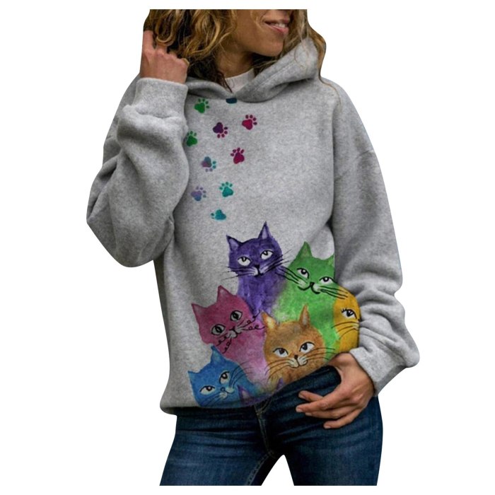 Women Hoody Animal Printing Sweatshirts Long Sleeves Pullover Tops