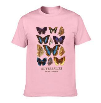 Cotton T Shirt Sun Flower Butterfly Women's T-shirt