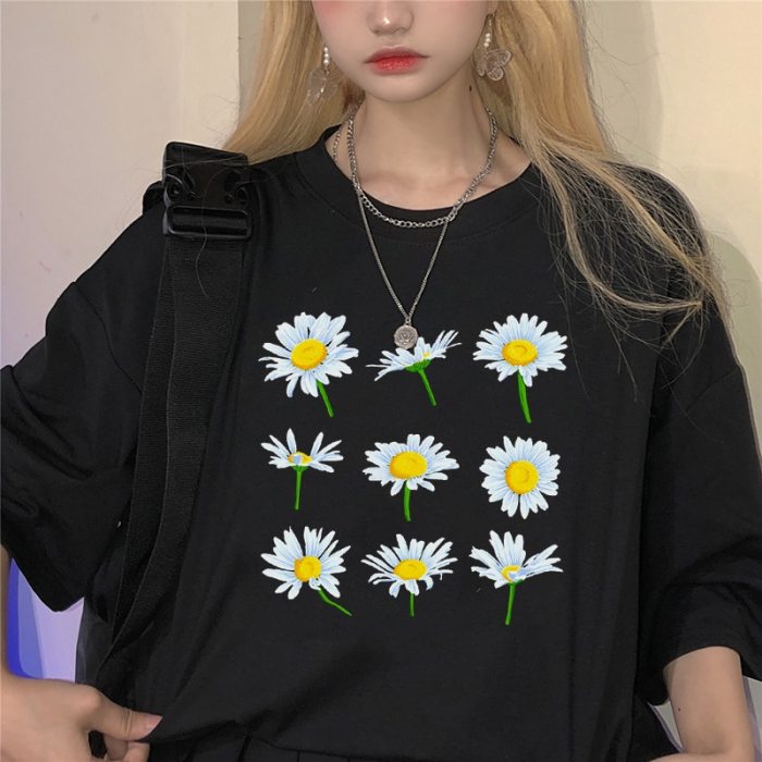 Summer new punk letter casual Vintage tops loose short sleeve T-shirt